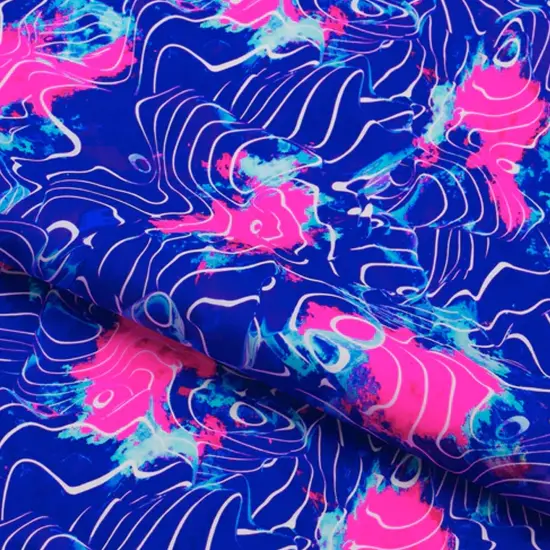 Paintball Waves Printed Spandex Fabric Multicolor {4}