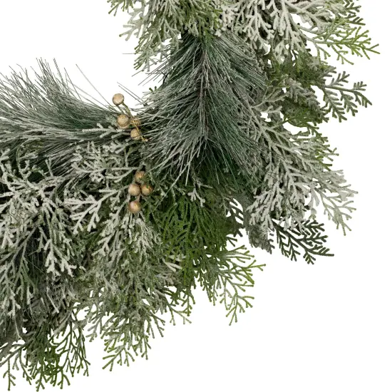 Northlight Real Touch&trade; Cedar and White Pine Artificial Christmas Wreath - 30" - Unlit Green {4}