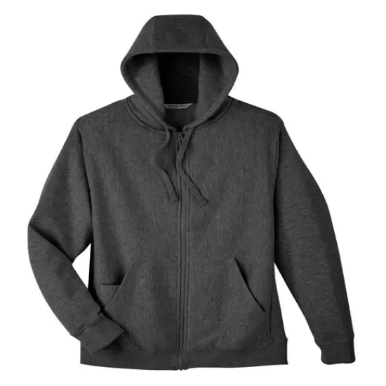 Team&reg; Men's Heavyweight Full-Zip Hooded Sweatshirt DARK GREY HEATHR {1}