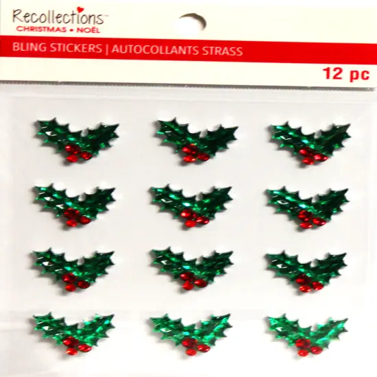Recollections Christmas Holly Bling Dimensional Stickers {1}
