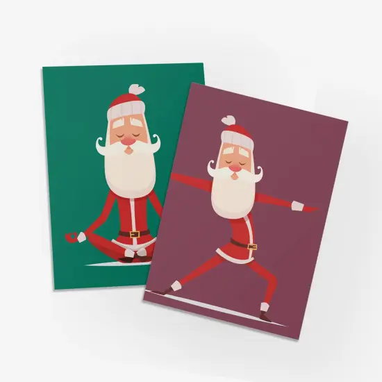 Yoga Santa Christmas Cards - 24-Pack Holiday Greeting Cards with 6 Fun Santa Yoga Poses, Perfect for Sharing Merry Christmas & Holiday Wishes, Blank Inside for Personalized Messages - Playful and Unique Festive Stationery Set {4}