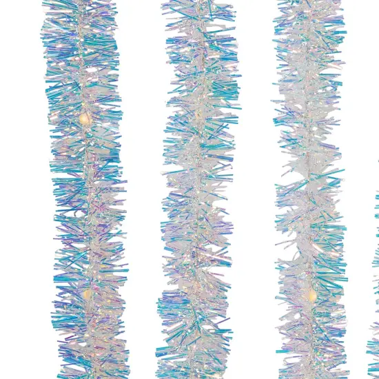 Kurt Adler 32.8-Foot Battery-Operated Iridescent Tinsel Garland with 100 Warm White Lights {2}