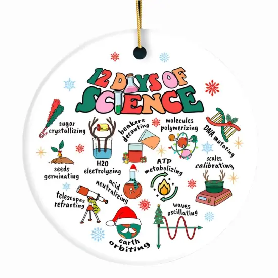 12 Days of Science Ornament, Christmas Gift for Scientist Nerd or Teacher {7}