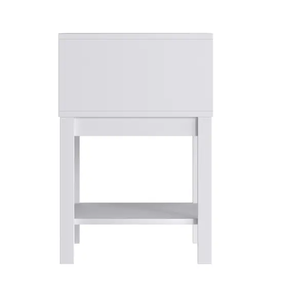 Emma and Oliver Samuel Kids Single-Drawer Night Stand with Solid Wood Frame, Side Table for Kids Bedroom with Open Shelf White {6}