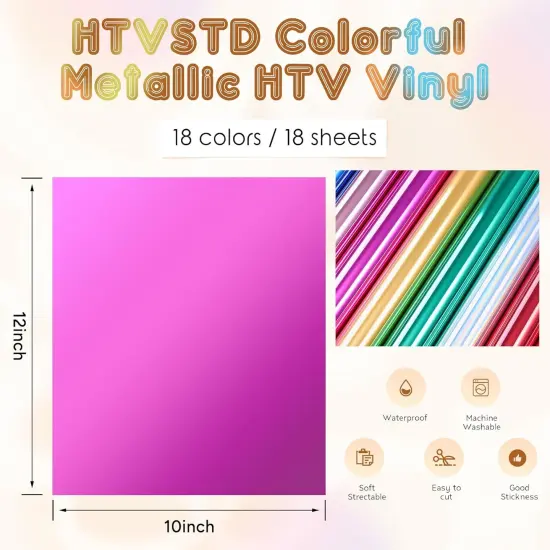 18 Sheets 12'' x 10''Chrome Red/Green/Blue Metallic HTV Iron On Vinyl {2}