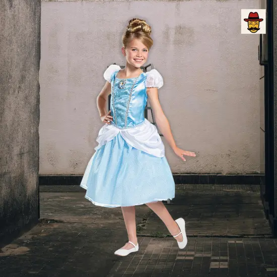 Kids Classic Disney Cinderella Princess Costume with Cameo and Peplum {1}