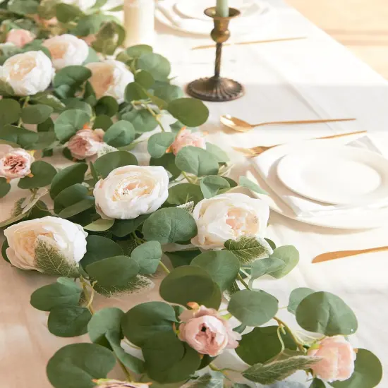 2pcs Artificial Flowers Garland Spring Eucalyptus Garland Vintage {2}