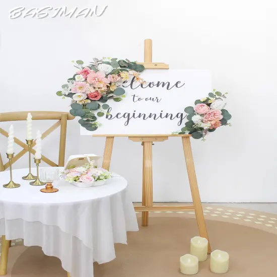 2pcs Wedding Arch Flowers,Wedding Artificial Sign Flower,Welcome Easel Door Decor {4}