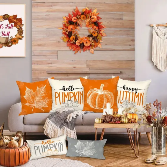 Set of 4 -Orange 20x20 Throw Fall Pillow Covers {5}