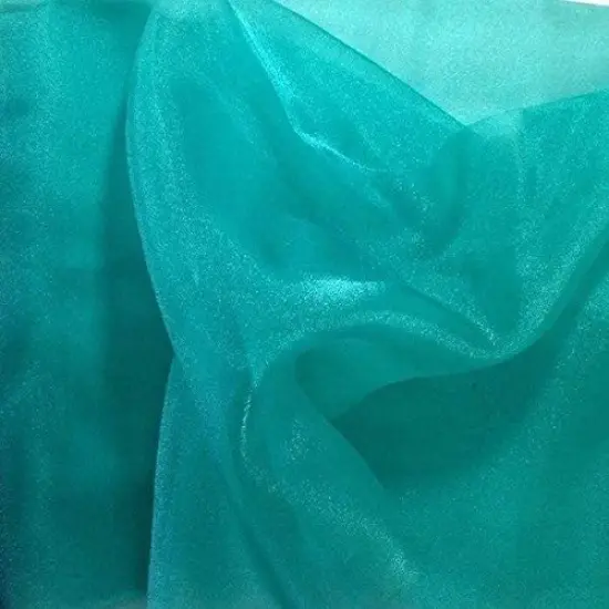 1 Yard Sparkle Crystal Sheer Organza, 60&Prime; Wide 100% Polyester Shiny Fabric Jade {1}