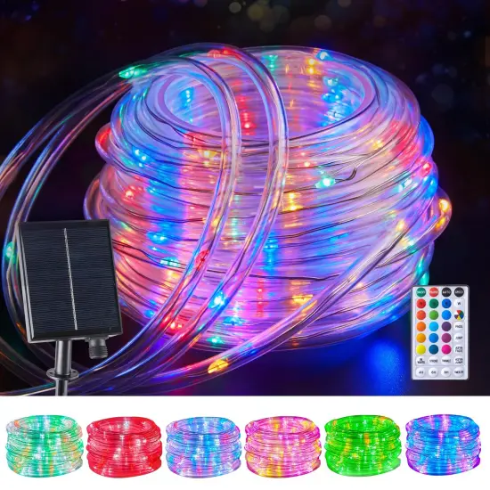 Brightown Solar String Lights Outdoor Waterproof, 18 Colors Changing 39FT Fairy Rope Light Solar Powered with Remote, 100 LEDs Multicolor Trampoline Light Rope Lighting for Outside Christmas Party {1}