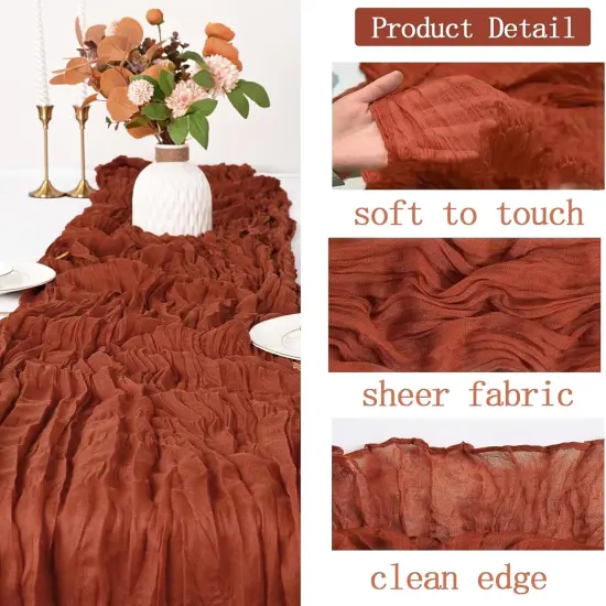 4 Pack Terracotta Cheesecloth Table Runner 20 x 120 inch {2}