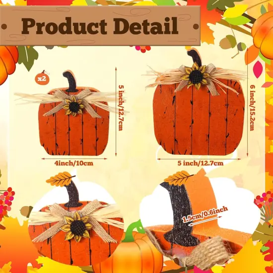3 Pcs Fall Decorations for Home Wooden Pumpkin Table Sign {2}