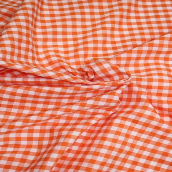 1 Yard Orange 1/8&Prime; Gingham Checkered Poly Cotton Fabric Lightweight Non-Stretch 58/59 Inch Wide {1}