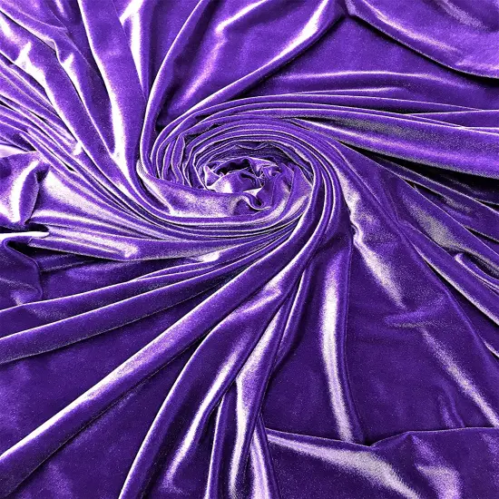 1 Yard Stretch Velvet Fabric Rich Soft Plush 4-Way Stretch Dancewear Costume 58/60" Width Purple {1}