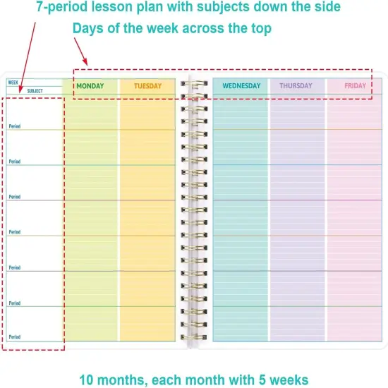 Teacher Planner Undated - 8.5 X 11 inch with 5 Sheets Stickers {3}