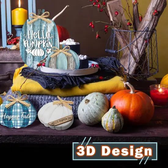 5 Pcs Fall Thanksgiving Decorations - Blue {3}