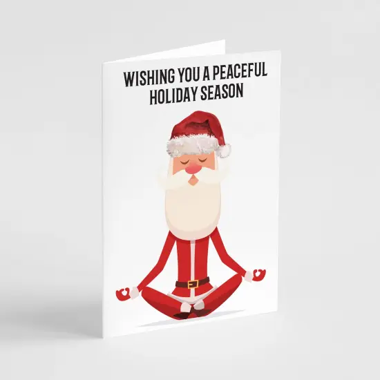 Yoga Santa Christmas Card - 24-Pack Holiday Greeting Cards with Peaceful Santa Meditation Design, Perfect for Sharing Calm Merry Christmas & Holiday Wishes, Blank Inside for Personalized Messages - Relaxing and Unique Stationery Set {1}