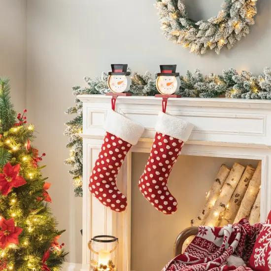 Set of 2 Marquee LED Tree/Snowman Head Stocking Holder Set of 2-"Snowman" {3}