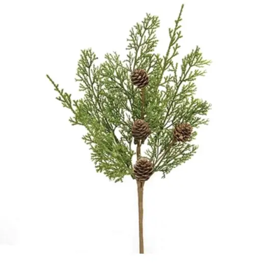 14" Long Western Cedar and Pine-cone Pick with Flexible Stem {1}