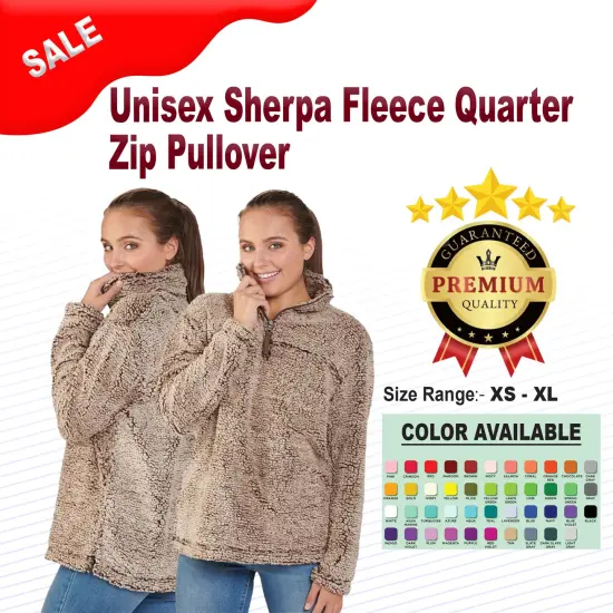 Unisex Sherpa Fleece Quarter Zip Pullover | RADYAN&reg; Garnet/ black buffal {2}