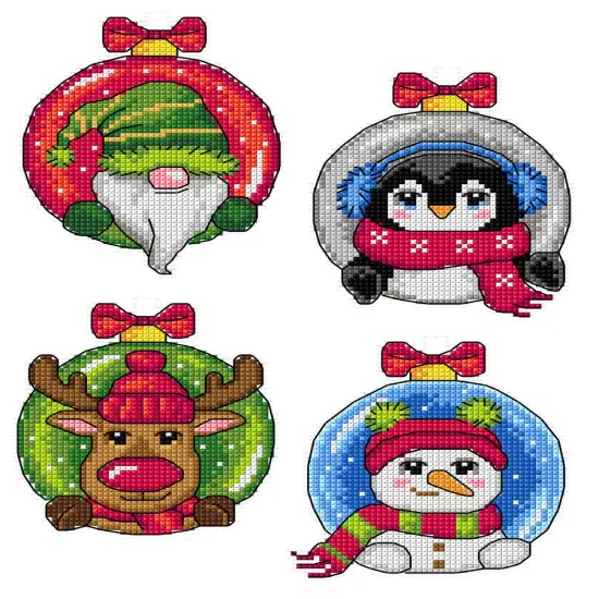 Christmas Baubles Сounted cross stitch kit with plastic canvas {1}