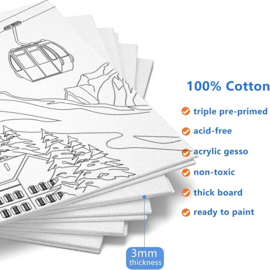 8 Pack (8x10) Pre Drawn Canvas Boards, Canvas Painting Set for Adults {3}