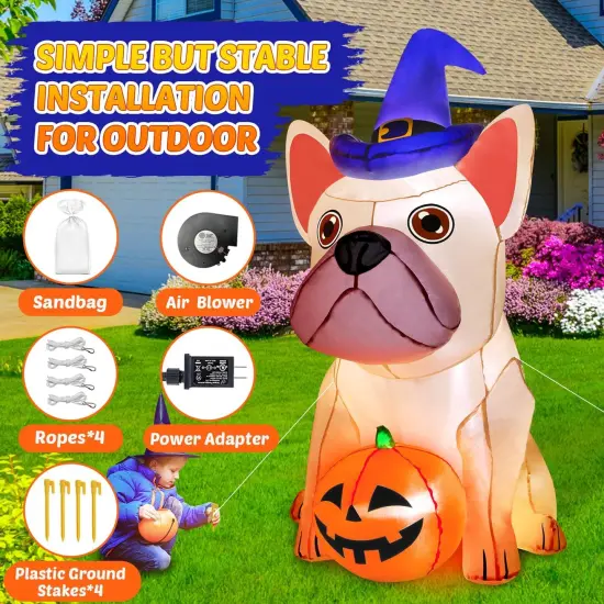 5Ft Halloween Inflatables Decorations Build-in Bright LEDs Blow Up Yard Pumpkin {3}