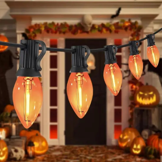10FT Halloween Orange LED String Lights with Black Wire {2}