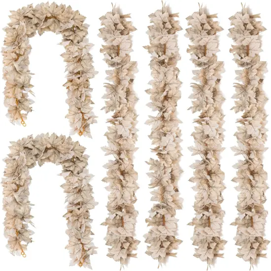 6PCS Beige Fall Maple Leaves Garland, 5.6Ft {1}