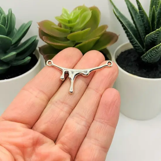 Silver Blood Drip Connector Charms, 41x22mm {3}