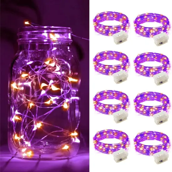 7ft 20 Mini LED Halloween Fairy String Lights Silver Wire {1}