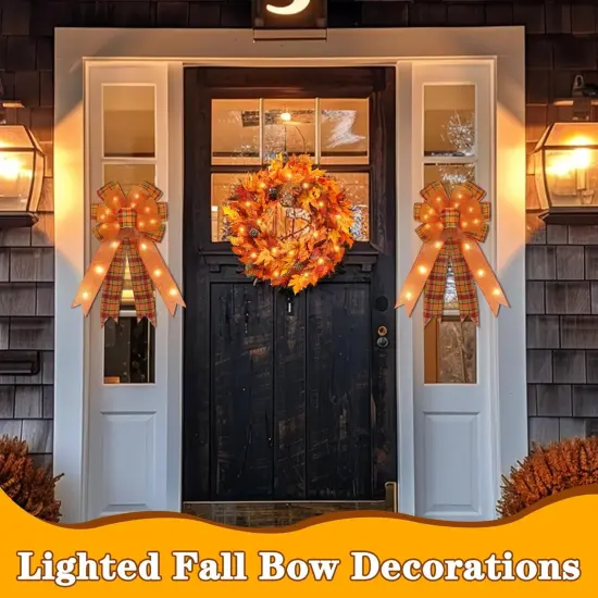 [ 2 Pack & Timer ] Prelit Fall Wreath Bows {5}