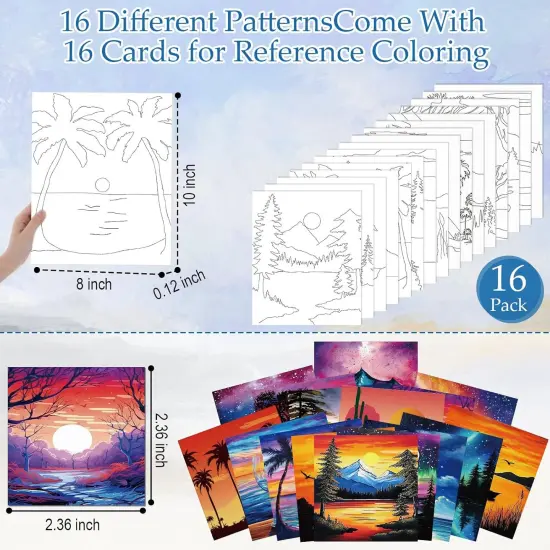 16 Pcs Pre Drawn Canvas Stretched Pre Printed Canvas {3}
