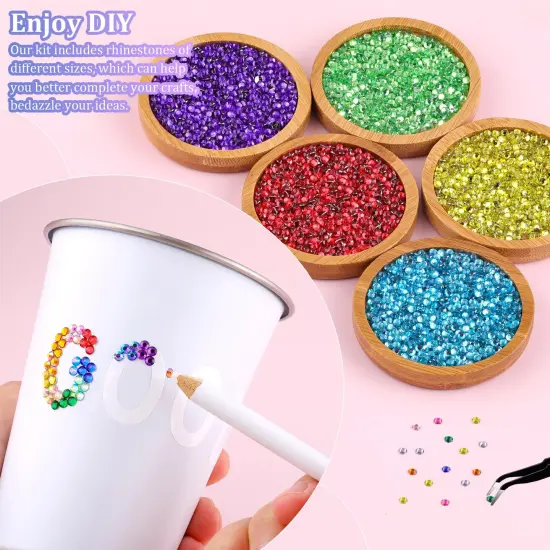 24000Pcs 3mm Resin Rhinestones with B7000 Glue & Tweezers &ndash; Multicolor Craft Gems {3}