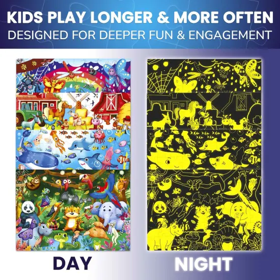60 Piece Glow in the Dark Puzzles for Kids | Animals {5}