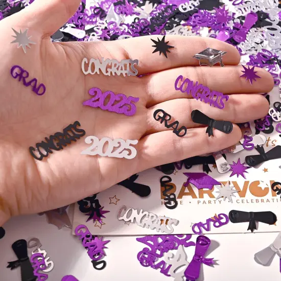 2025 Graduation Confetti - Purple, Silver, Black {2}