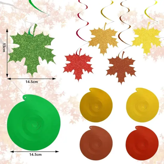 30Pcs Glitter Maple Leaf Hanging Swirls {2}