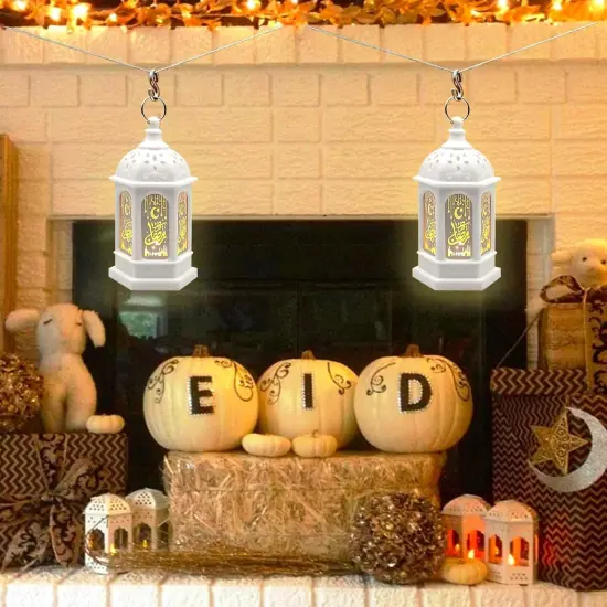 Ramadan Lantern Lights 2 Pack, Ramadan Decorations, Eid Decorations for Home, Mini Ramadan Lights, Eid Mubarak Decorations, Ramadan Eid Gifts, Ramadan Decorations for Home Party Table Windows {2}