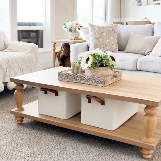 CHICVITA Large Storage Bins Storage Baskets for Organizing, Closet Organizers and Storage, Small Laundry Basket, Closet Storage Bins for Shelves, 16 &frac34;" L x 11" W x 9 &frac34;" H, Beige, 2-Pack {5}