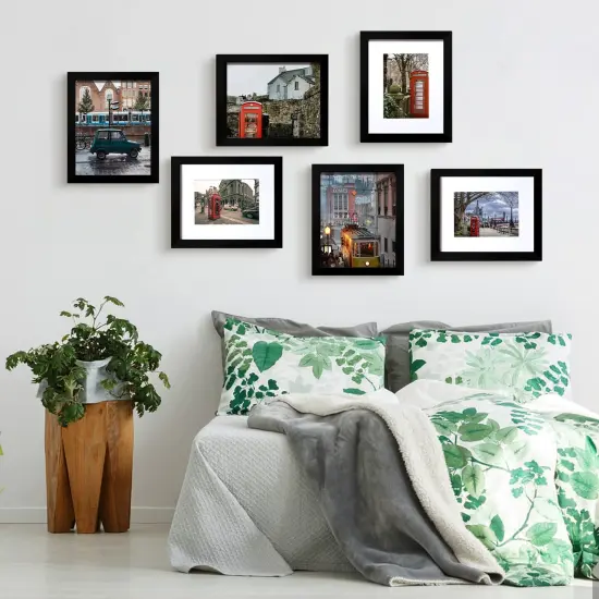 BESCRCL 8x10 Picture Frame Black Set of 6, Display Pictures 5x7 with Mat or 8x10 Without Mat for Wall Mounting or TableTop {3}