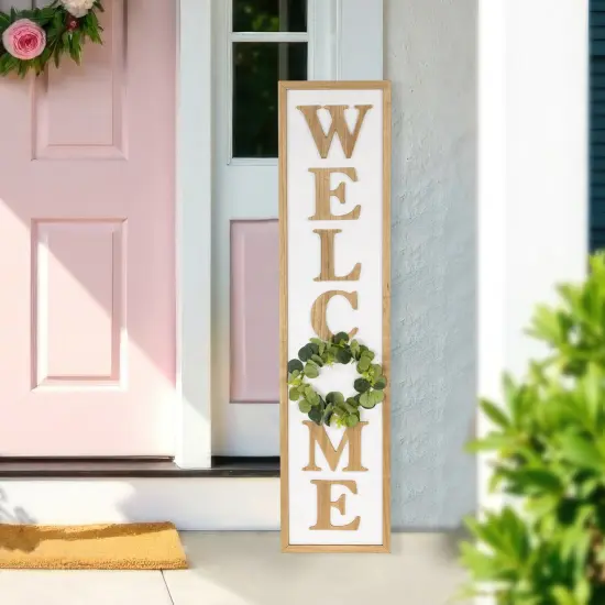 Northlight "Welcome" Wooden Framed Outdoor Porch Sign- 40" Brown {1}