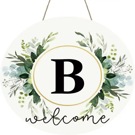 Monogram Letter B Wreaths for Front Door Wreath Wooden Welcome Sign {1}