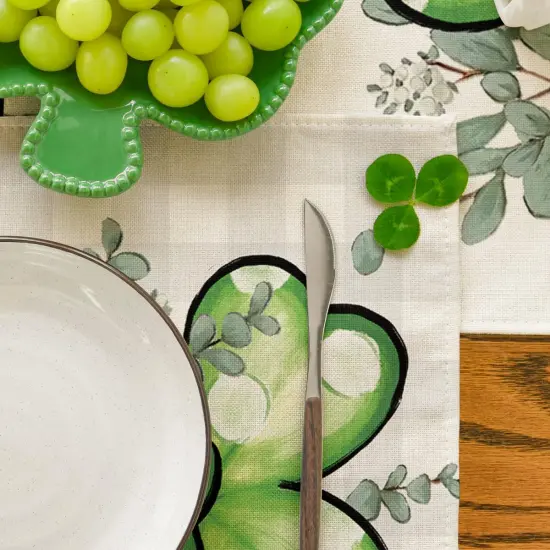 Artoid Mode Bufflao Plaid Shamrock St. Patrick's Day Placemats Set of 4, 12x18 Inch Seasonal Spring Table Mats for Party Kitchen Dining Decoration {2}