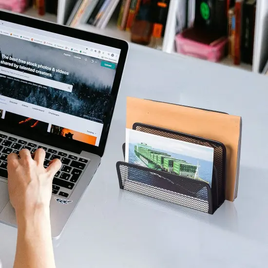 Desk Mail Organizer Small File Holders Letter Organizer Metal Mesh Document/Filing/Folders/Paper Organizer for Desktop {6}