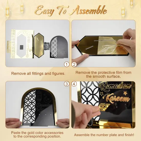 Ramadan Advent Countdown Calendar Acrylic: Ramadan Decorations for Home Eid Mubarak Table Decor, 30 Days Countdown Calendar 2025 Ramadan Gifts for Family (White ＆Gold) {2}