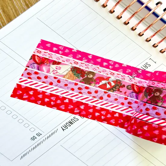 Valentines Day Love Red Pink Hearts Washi Tape Set February 2025 - W125 {6}