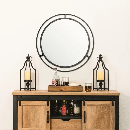 Set of 2 Modern Black Metal Foldable Lanterns Spring Wedding Hanging Candle Holders {9}