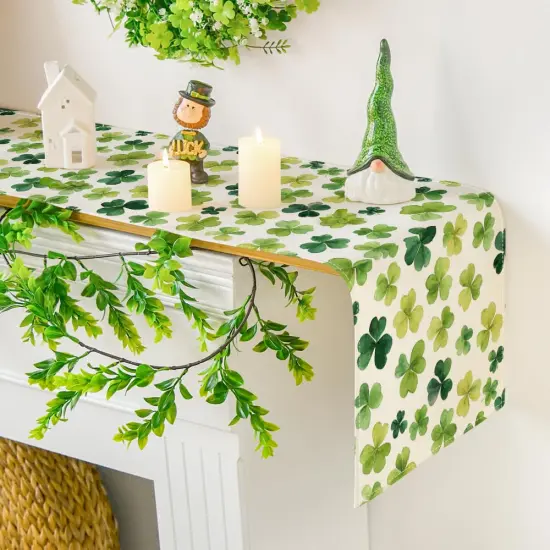 Artoid Mode Shamrock St. Patrick's Day Table Runner, Seasonal Spring Lucky Kitchen Dining Table Decoration for Home Party Decor 13 x 72 Inch {2}