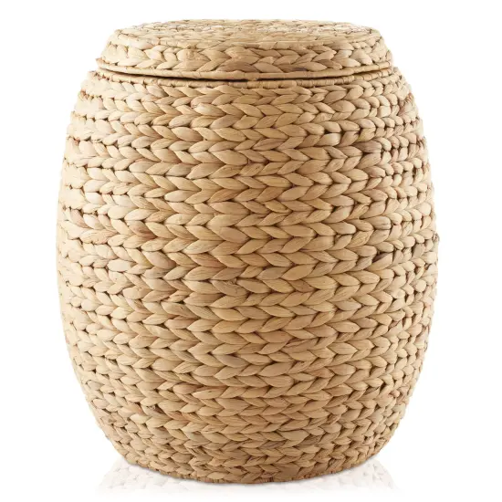 Round Hyacinth Storage Basket/Hamper/Planter with for Laundry, Blankets, Plants Natural {4}